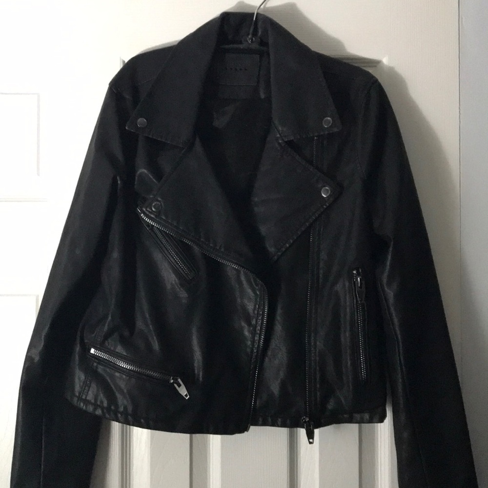 Black Faux Leather Bomber
